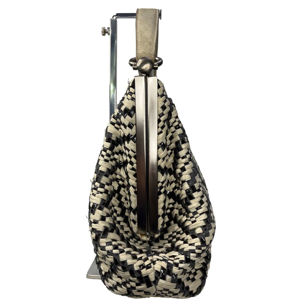 Marni Woven Frame HandBag Black Cream Resin Top Handle Italy Statement Modern - Picture 7 of 14